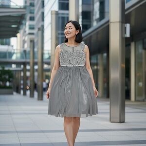 May Queen Silver Lace  Dress NWT